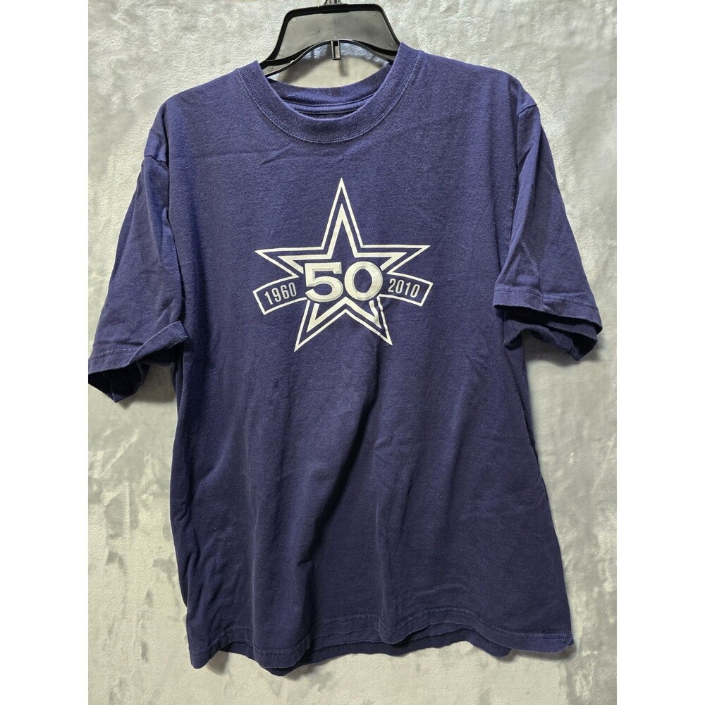 Dallas Cowboys XL Navy Blue 50th Anniversary Short Sleeve T-Shirt 100% Cotton